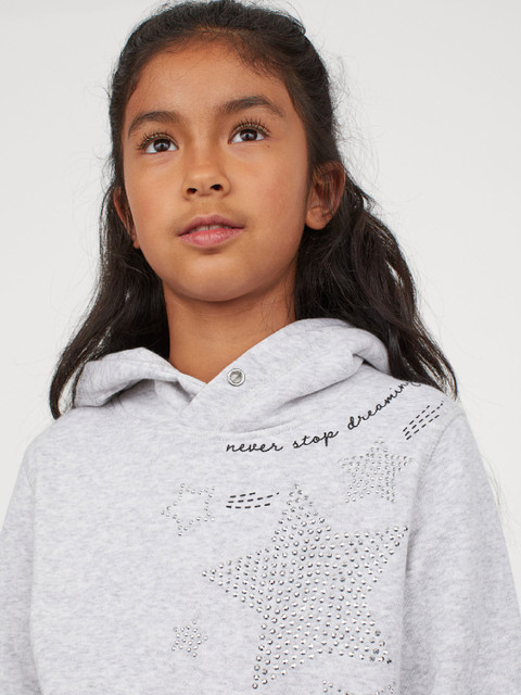 

H&M Girls Grey Printed Hoodie