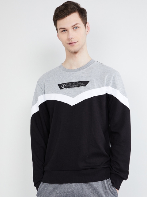 

max Men Black & Grey Colourblocked Sweatshirt