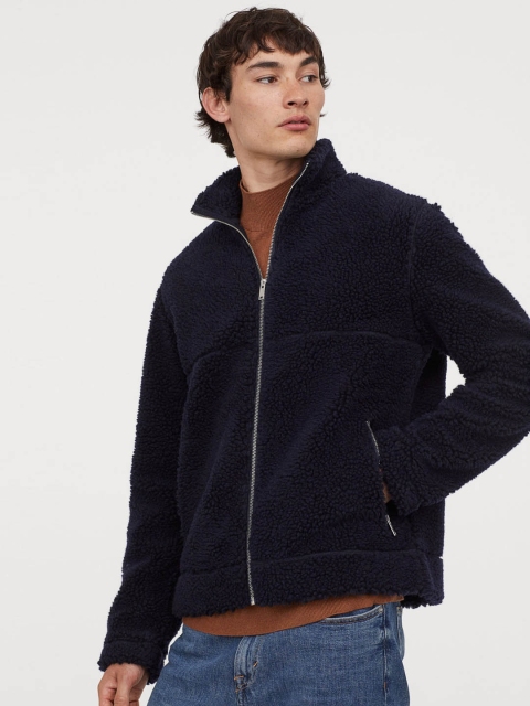 

H&M Men Navy Blue Wool-Blend Jacket