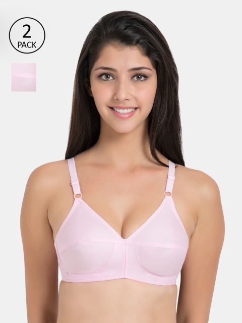 

Souminie Pack Of 2 Pink Solid Non-Wired Non Padded Everyday Bras SLY933-2PC-PK