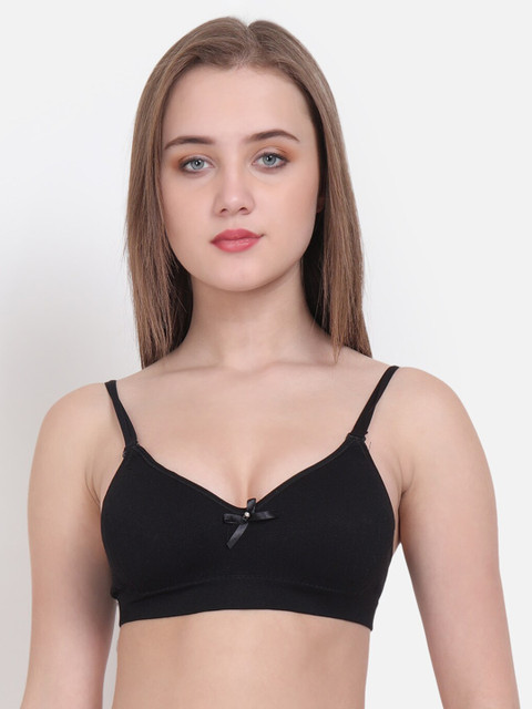

Golden Girl Black Solid Non-Wired Lightly Padded Everyday Bra Ribline_Black_30A