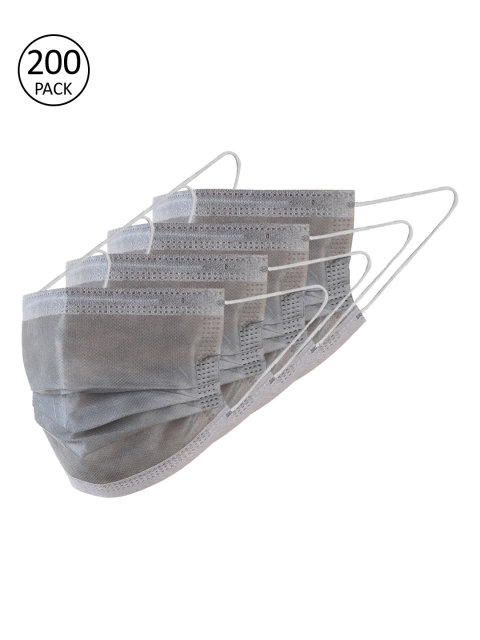 

LONDON FASHION hob Unisex 200 Pcs Blue Solid 3-Ply Anti-Pollution Surgical Masks, Grey