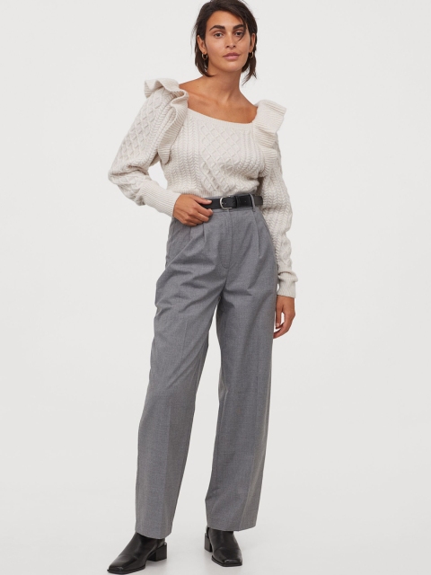 

H&M Women Grey Wide Suit Trousers