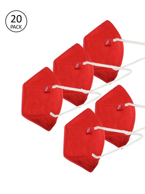 

Swiss Design Unisex Pack of 20 Pcs Red Solid 5-Ply Protective N95 Masks