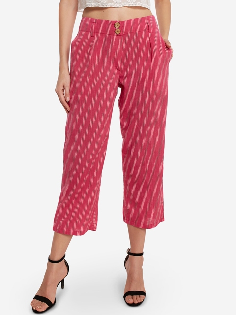 

Desi Weavess Women Pink Self Design Straight Palazzos