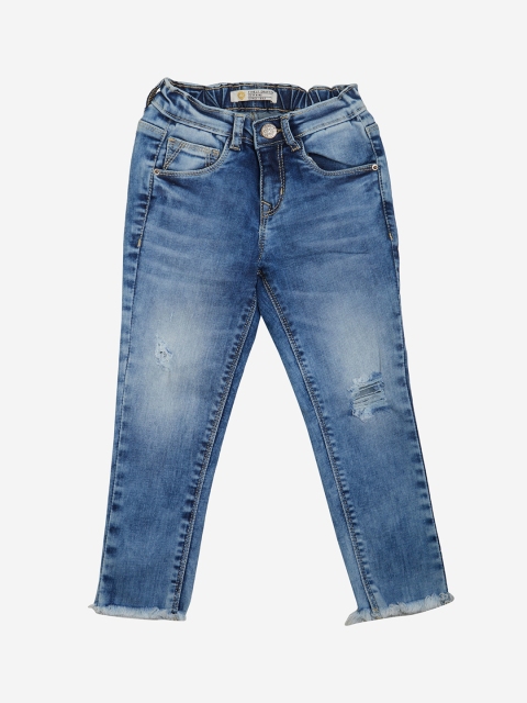

VITAMINS Girls Blue Skinny Fit Mid-Rise Low Distress Jeans