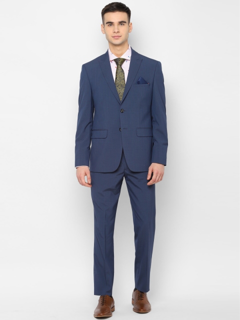 

Allen Solly Men Blue Checked Slim-Fit Single-Breasted Formal Suit