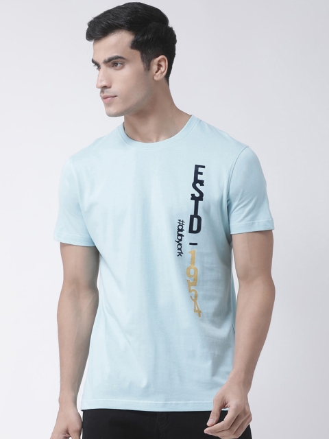 

Club York Men Blue & Yellow Printed Round Neck T-shirt