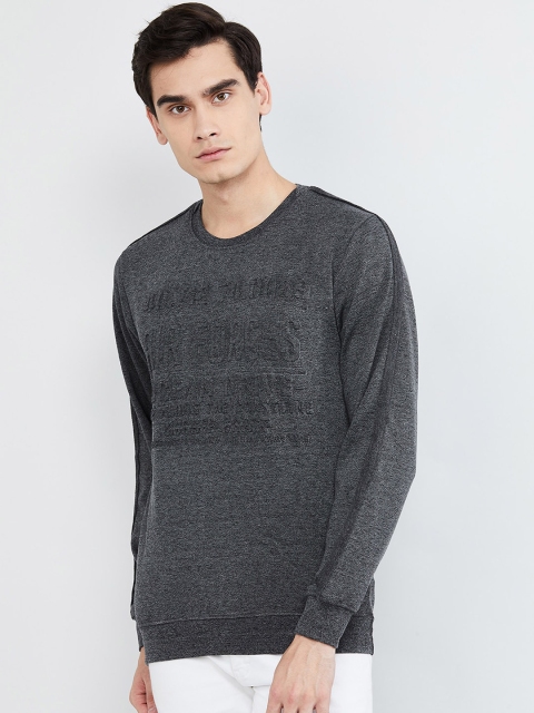 

max Men Charcoal Grey Printed Sweatshirt