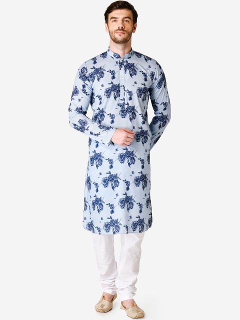 

TABARD Men Blue & Off-White Printed Kurta with Pyjamas