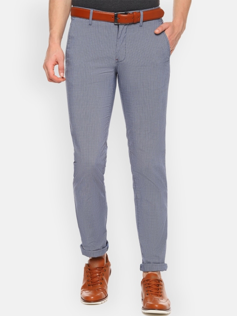 

Louis Philippe Sport Men Grey & Blue Skinny Fit Checked Regular Trousers