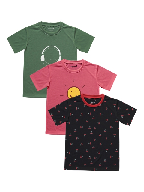 

mezmoda Boys Pack of 3 Printed Round Neck T-shirts, Multi