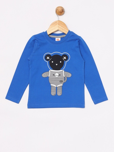 

SCAMPY Boys Blue Teddy Bear Round Neck T-shirt