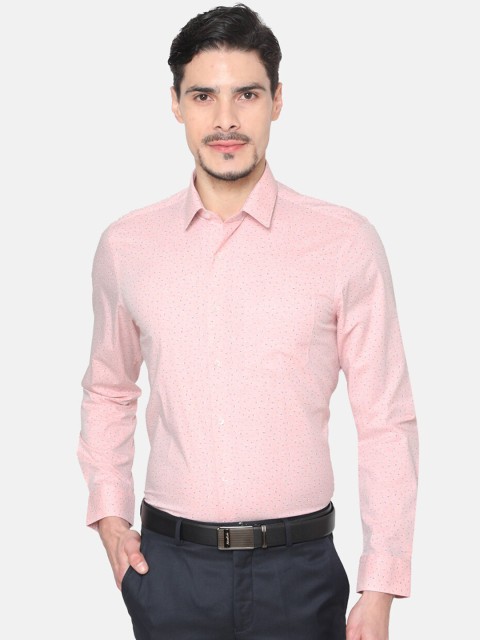 

J Hampstead Men Pink Slim Fit Printed Formal Shirt