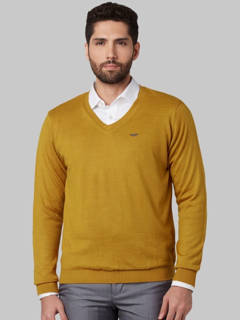 

Park Avenue Men Mustard Yellow Solid Pullover Sweater