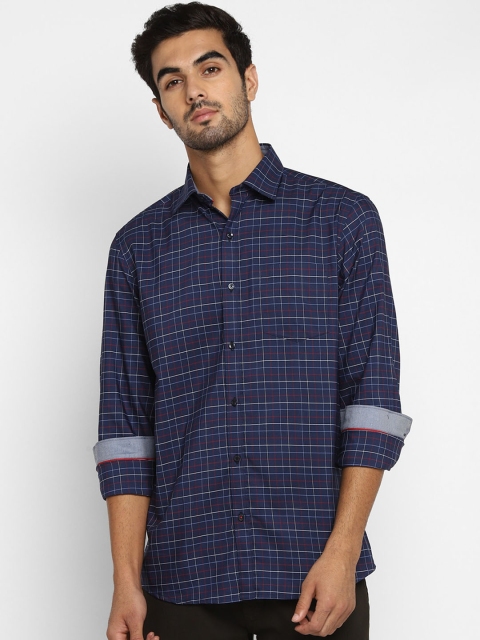 

METTLE Men Blue & Red Regular Fit Checked Casual Shirt