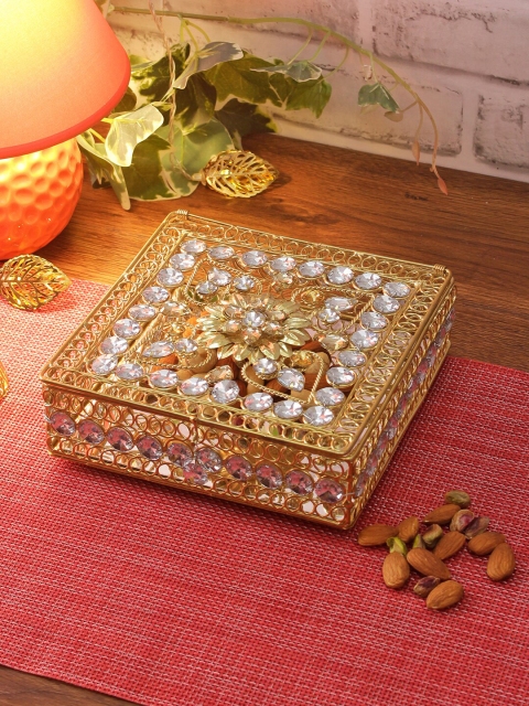 

Aapno Rajasthan Gold-Toned & White Self-Design Multipurpose Box