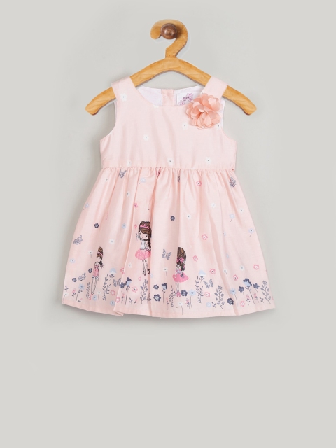 

max Girls Pink Printed Fit and Flare Dress