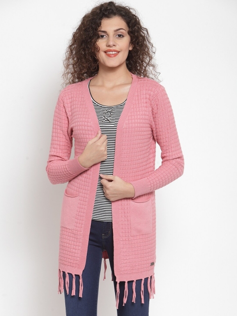 

Global Republic Women Pink Solid Open Front Shrug