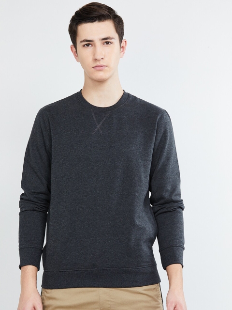 

max Men Grey Solid Sweatshirt