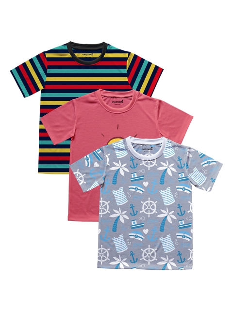 mezmoda Boys Pack Of 3 Printed Round Neck T-shirts, Red