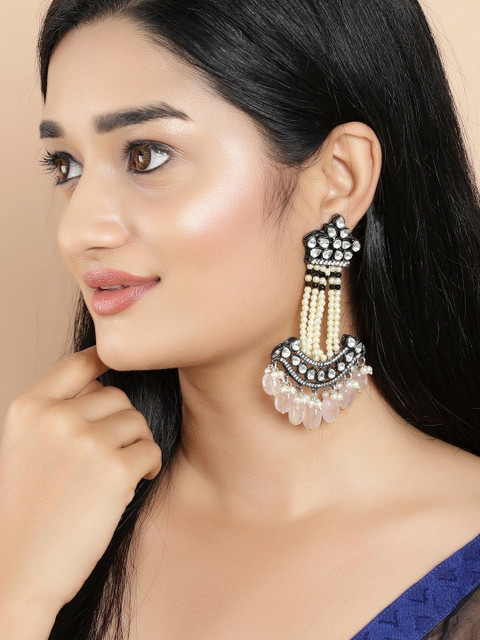 

rubans LUXURY Silver Plated Handcrafted Pink Classic Drop Earrings