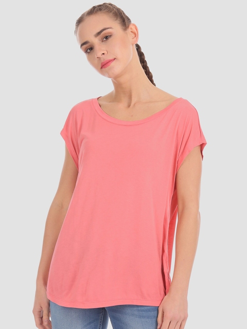 

GAP Women Pink Crew Neck Solid Cotton Jersey Pure Cotton T-shirt