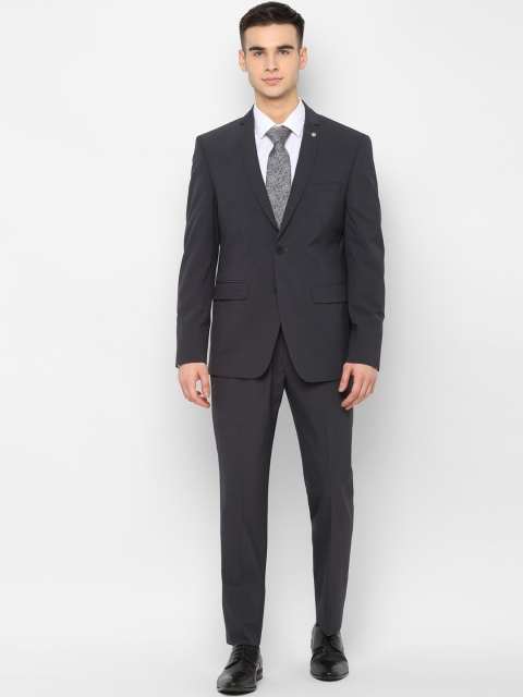 

Allen Solly Men Charcoal Grey Self-Design Slim-Fit Single-Breasted Formal Suit