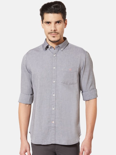 

J Hampstead Men Grey Slim Fit Solid Casual Shirt