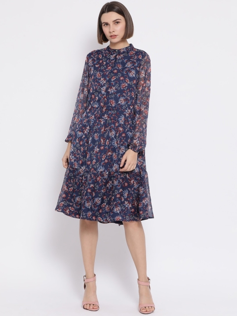

Oxolloxo Women Blue Printed A-Line Dress