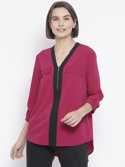 

Oxolloxo Women Pink Solid High-Low Top