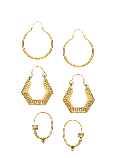 

INDYA Set Of 3 Gold-Plated Classic Hoop Earrings