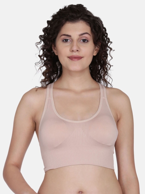 

fashiol Beige Solid Non-Wired Lightly Padded Sports Bra