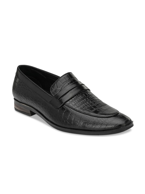 

Fentacia Men Black Textured Formal Slip-Ons