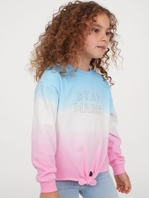 

H&M Girls Blue & Pink Colourblocked Tie-Detail Sweatshirt