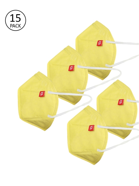 

Swiss Design Adults Pack Of 15 Yellow 5-Ply Anti-Pollution N95 Masks