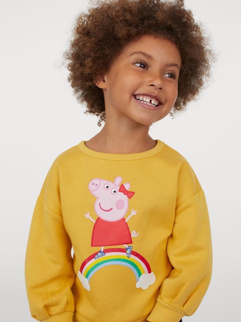 

H&M Girls Yellow Printed Sweatshirt