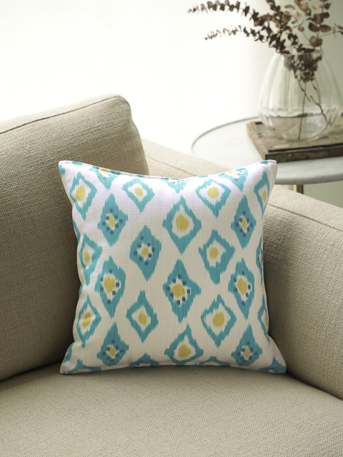 

BLUE BOAT Off-White & Blue Set of Single Geometric Square Cushion Covers