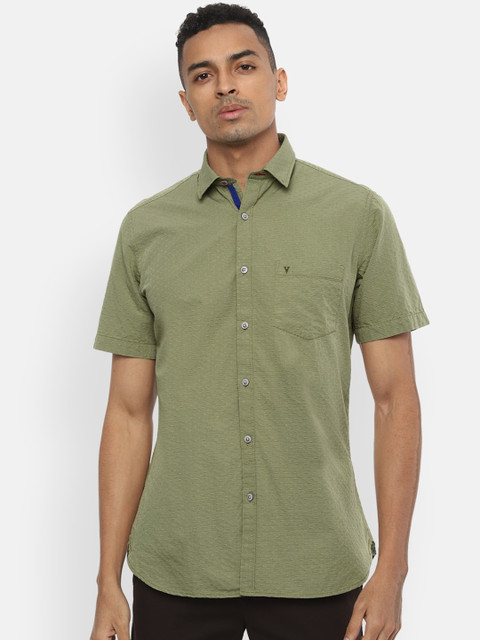 

Van Heusen Sport Men Olive Green Slim Fit Solid Casual Shirt