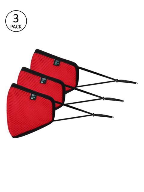 

THE BEAR HOUSE Men Pack Of 3 6-Ply Reusable Outdoor Masks, Red