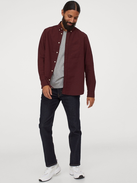 

H&M Men Red Oxford Shirt Regular Fit