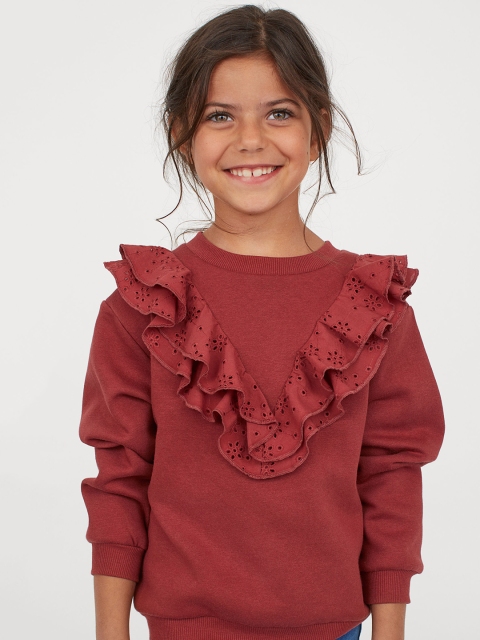

H&M Girls Red Solid Sweatshirt
