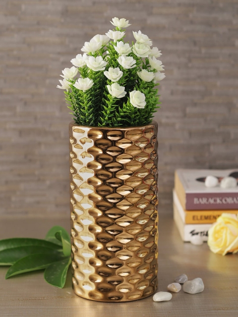 

TIED RIBBONS Gold Textured Ceramic Vase