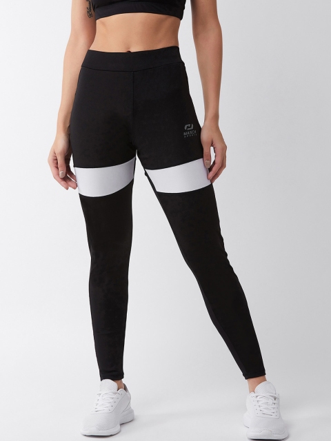 

Masch Sports Women Black & White Colourblocked Rapid Dry Tights