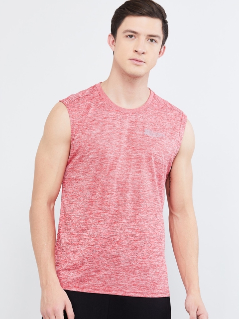 

max Men Red Self Design Round Neck T-shirt