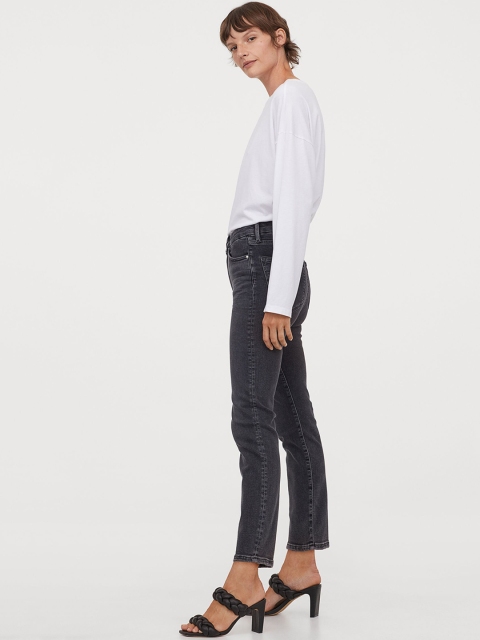 

H&M Women Black Solid Embrace Slim High Ankle Sustainable Jeans