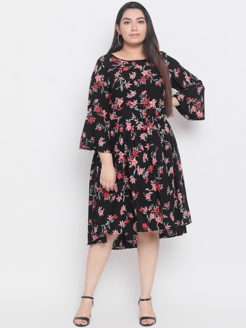 

Amydus Women Black Printed Fit and Flare Dress