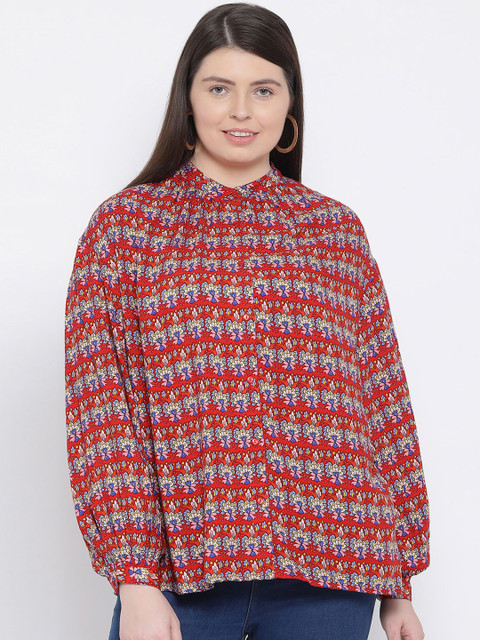 

Oxolloxo Women Plus Size Multicoloured Floral Print Casual Shirt, Multi