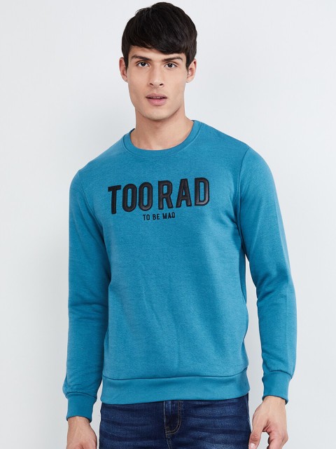 

max Men Blue Printed Sweatshirt