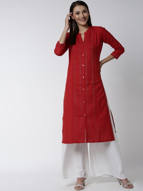 

Soch Women Red Woven Design Straight Kurta